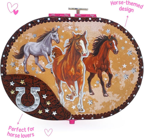 Hot Focus Dashing Horse Oval Shaped Musical Jewelry Box...