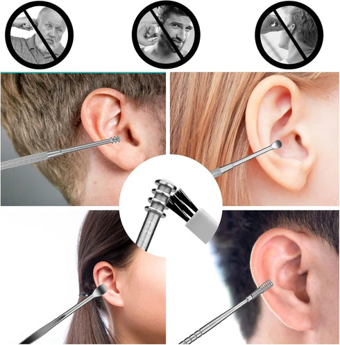 Ear Pick Ear Curette Earwax Pick Removal Tool Kit 8 Pcs, Stainless Steel Ear Hygiene Care Sets with Storage Box...