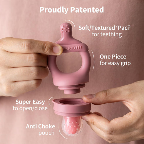 Baby Food Fruit Feeder and Breastmilk Popsicle Mold Set, Silicone Fruit Teether, Food Feeder Pacifier for Teething Relief, Freezer Tray, Baby Feed...