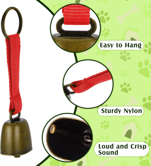 3 Pieces Dog Collar Bell Dog Cowbell Goat Bell for Dog Collars with Tracking Noise Country Cow Bell Color with Nylon Strap Pet Collar Supplies...