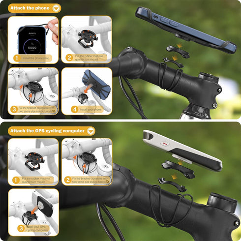 TUSITA 2 in 1 Bike Mount Quick Release, Quarter Turn Compatible with Garmin Edge GPS Computer, iPhone 14 13 12 Pro Max, Samsung Galaxy Note 20 S21...