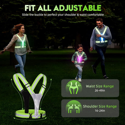 LED Reflective Running Vest, 3rd Generation Running Gear, 5 Lights Colors High Visibility Running Vest Rechargeable for Night Running Walking Cycl...