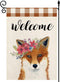 Welcome Cute Fox Garden Flag Double Sided Vertical, Autumn Halloween Buffalo Check Plaid Burlap Seasonal Yard Signs Outdoor Decor 12.5 X 18 Inch...