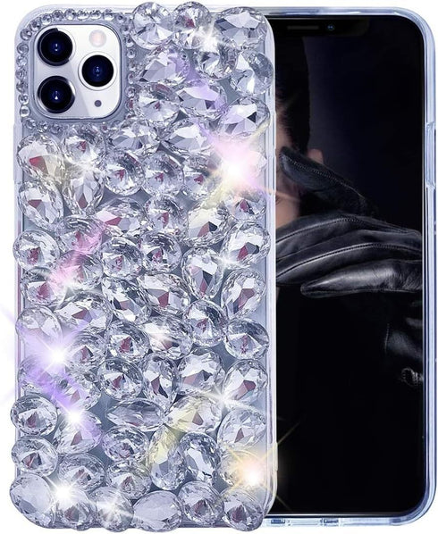 Bonitec Compatible with iPhone 13 Pro Max Case for Women 3D Glitter Sparkle Bling Case Luxury Shiny Crystal Rhinestone Diamond Bumper Clear Gems C...