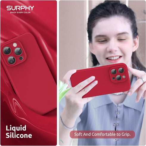 SURPHY Designed for iPhone 15 Pro Max Case Compatible with MagSafe (6.1 inch 2023), with 2 Pack Screen Protector, Liquid Silicone Phone Case (Came...