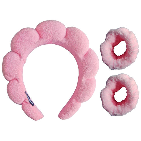 Fashion Spa Headband Wristband Set for Washing Face Get Ready Hairband Sponge Makeup Skincare Headband Wrist Band Soft Hairband for Women Girls Pu...