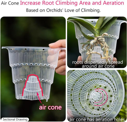 4 Inch Clear Orchid Pots with Holes and Saucers,Orchid Planter for Home Decoration - 6 Pack...
