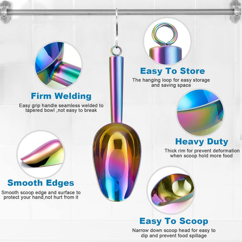 3OZ Mini Scoop Set of 2, P&P CHEF Stainless Steel Small Ice Cube Scoop Candy Sweet Scoops for Home Bar Buffet Wedding Canisters, Easy Clean & Dura...