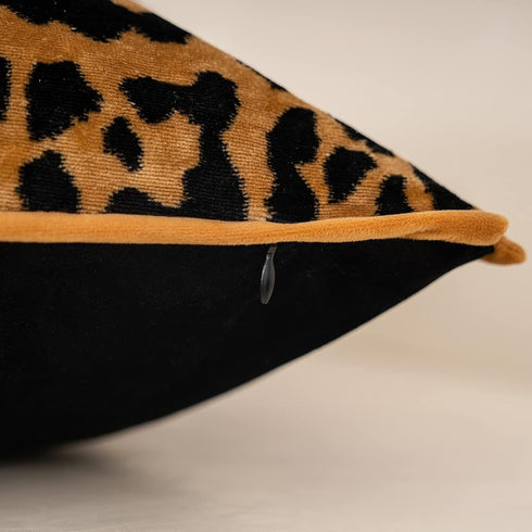 Yangest Black and Gold Rectangle Pillow Cover Cut Velvet Leopard Print Cushion Cover Luxury Modern Pillowcover for Couch Living Room Bedroom,12x20...
