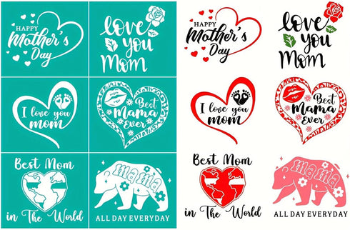 Love Mom Silk Screen Stencils,Mother's Day Mesh Transfers Chalk Paste Screen Printing Stencil Reusable Stencils for Craft,Fabric,Self Adhesive Ste...