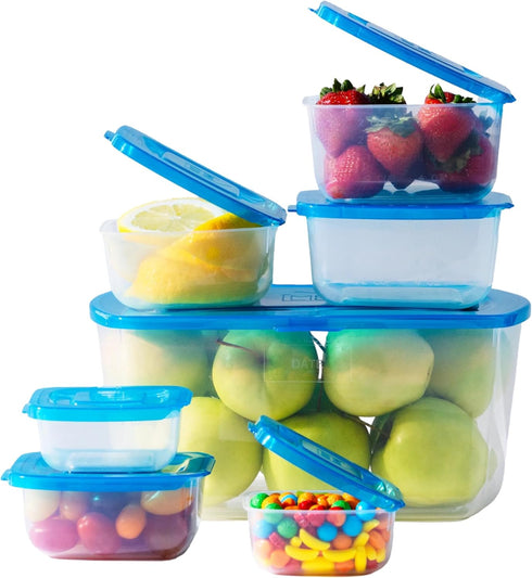 Premium Attached Food Storage Containers, Permanently Attached Plastic Lid, Never Lose & Space Saving Organization (7 Pack)...