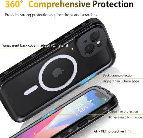 Compatible with iPhone 15 Plus Case Waterproof,Anti-Scratch, Full-Body Shockproof,Dustproof, Anti-Stain,Camera Lens Protector Phone Case with Buil...