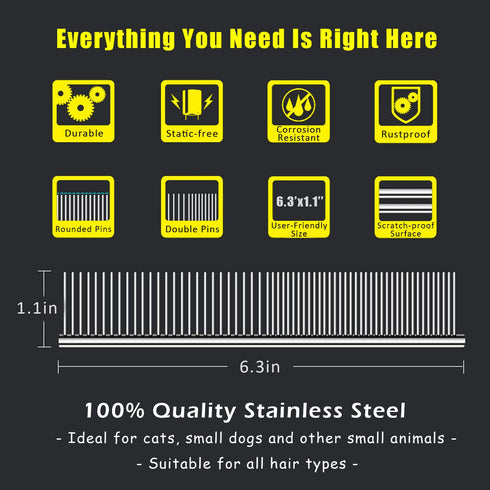 Kopal Small Metal Combs for Cats and Small Dogs, 3 PCS Dog Combs And Cat Combs, Small Animals Pet Stainless Steel Comb - Wide Tooth & Dense Tooth ...
