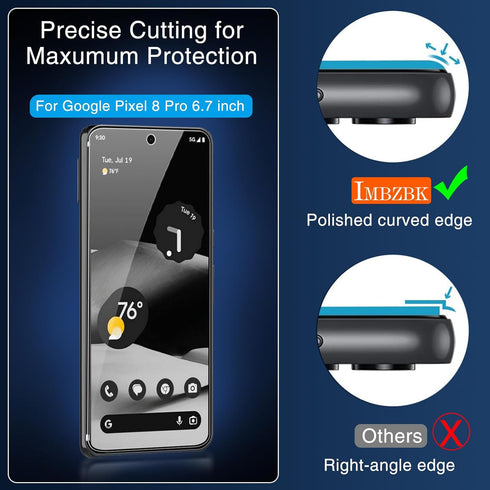 IMBZBK 4 Pack Screen Protector for Google Pixel 8 Pro Tempered Glass with 4 Pack Camera Lens Protector, Accessories 9H Anti Scratch for Pixel 8 Pr...