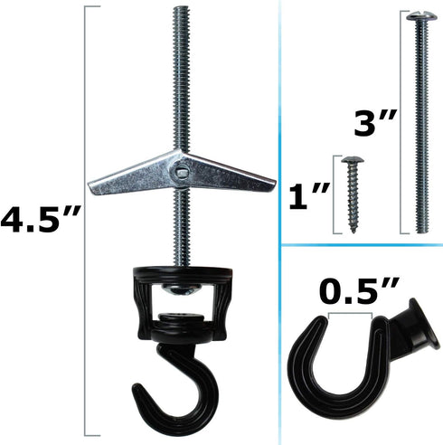 Swivel Hook Hangers, Multi-functional for Hanging, Screws and Anchors Included, 2 Sets Per Pack,Black...