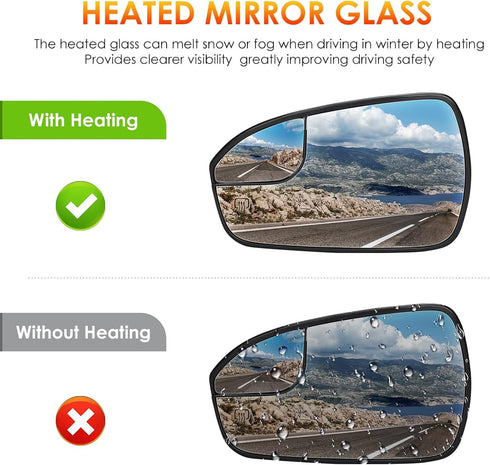 Left Driver Side Mirror Glass Replacement for 2013 2014 2015 2016 2017 2018 2019 2020 Ford Fusion Heated Mirror Replace DS7Z17K707F...