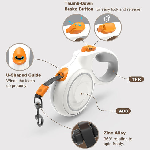 HCY&WLD Retractable Dog Leash with Anti-Slip Handle, 10 ft Durable Pet Walking Leash for Small Dogs/Cats/Small Animals up to 26 lbs, 360° Tangle F...
