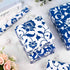 Bolsome 12 Sheets Blue Floral Wrapping Paper Blue White Flowers Patterned Gift Wrap Paper Chinoiserie Art Paper for Bridal Shower Wedding Spring T...
