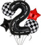 Race Car Birthday Balloons 40 Inch Racetrack Number Balloon 2 Black Boys Two Fast Birthday Race Car Theme Party Decor Supplies 5 Pcs Mylar Balloon...