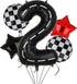 Race Car Birthday Balloons 40 Inch Racetrack Number Balloon 2 Black Boys Two Fast Birthday Race Car Theme Party Decor Supplies 5 Pcs Mylar Balloon...
