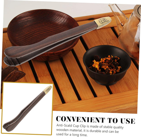 Chinese Tea Teacup Tongs Tweezers Mini Food Wooden Clips Mini Clips Reusable Cooking Tongs Kitchen Utensil Tongs Cup Clip for Kung Fu Tea Home Cup...
