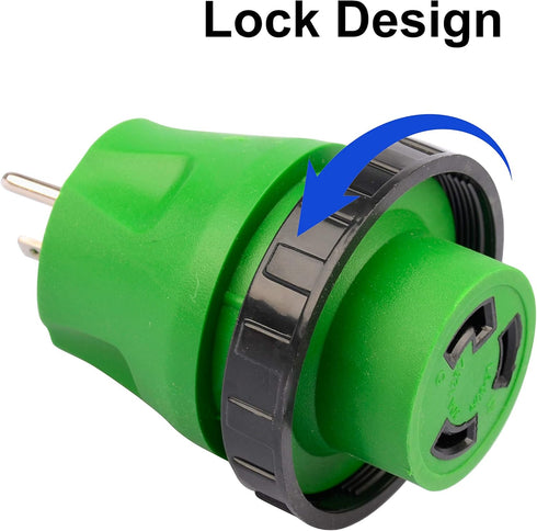 RVGUARD 3 Prong 15 Amp to 30 Amp RV Adapter Plug with Locking Connector, 5-15P to L5-30R 125 Volt AC Camper Generator Adapter Electrical Converter...