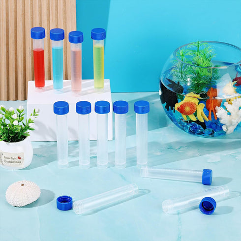 12 Pcs Replacement Test Tubes for Aquarium Test Kits, 10ml Plastic Frozen Self Standing Test Tubes with Scale line for Aquarium Water Testing...