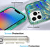 Bonoma Compatible with iPhone 15 Pro Case Bling Laser Iridescent Florescent Crystal Wave Luxury Case Camera Protector + Screen Protector Shockproo...