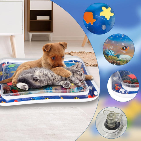 Water Sensory Playmat for Cats,2024 New Thickened Water Sensor Play Mat,Pet Play Water Sensor Mat for Kids, Cat Water Play Mat Feel Cool Comfort...