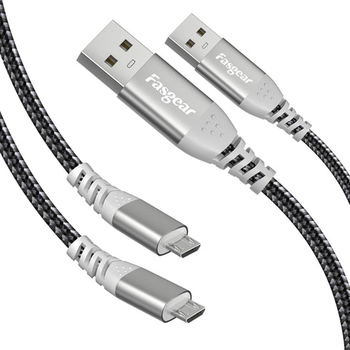 Fasgear PS4 Micro USB Cable 16ft, 2 Pack Long Braided Fast Charging Data Sync USB to Micro USB 2.0 Cord Compatible for Playstation 4,Xbox One Cont...