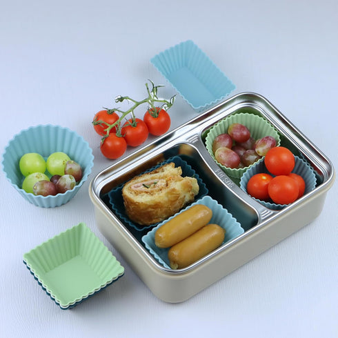 Silicone Cupcake Liners, 24pack Reusable Baking Cups Muffin Liners Pastry Cake Molds, 3 Shapes Lunch Box Bento Dividers-Round, Square, and Rectang...