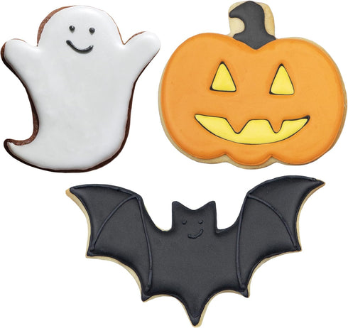 Halloween Cookie Cutters 3-Pc. Set Made in USA by Ann Clark, Pumpkin, Ghost, Bat...