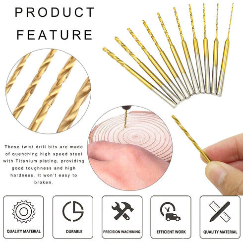 KEWAYO 10-Piece Micro Twist Drill Bit Set - 0.6mm to 2.2mm Tiny Drill Bits - 2.35mm Shank - High-Speed Steel Mini Engraving Drill Bits - Ideal for...