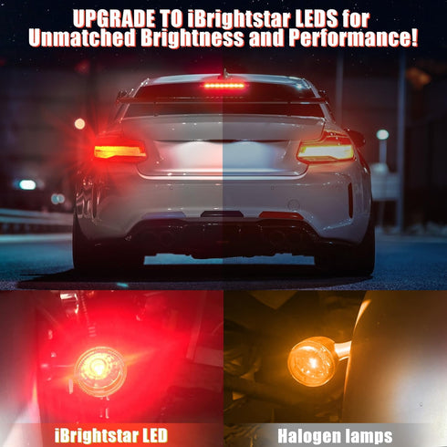 iBrightstar 3157 LED Bulb Red, 3057 LED Brake Lights Bulbs Super Bright for Rear Brake Lights and Tail Lights, 2 Pack...