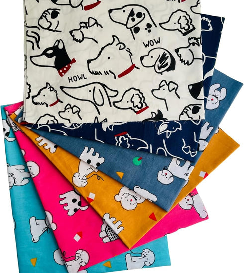Dog Fat Quarters Fabrc Bundles for Baby Kids, Pet Cotton Quilting Fabric for DIY Crafts, Novelty Fabric Bundles for Sewing 18x22 (6PCS)...