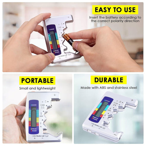 Battery Tester Universal Battery Checker with LCD Display Digital Multi Purpose Small Battery Checker for All Battery C AA AAA D N 9V 6F22 1.5V Bu...