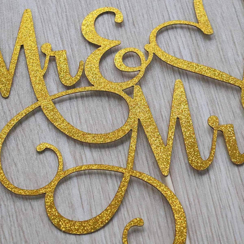 Gold Glitter Mr & Mrs Cake Topper - Wedding, Engagement, Wedding Anniversary Cake Toppers Decorations...
