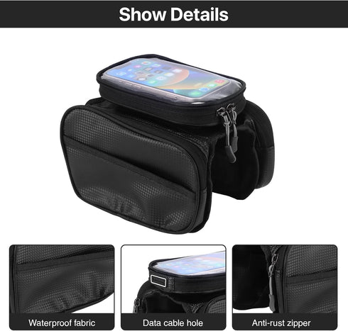 Bicycle Top Tube Bag?Comes With Rain Cover?Waterproof Bicycle Front Rack Bag?Top Tube Bicycle Bag Suitable Road Mountain Bike Outdoor Cycling Trav...