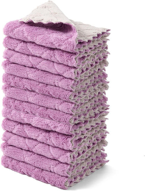 kimteny 12 Pack Dish Towels, 10x10 in Premium Dish Cloths, Super Absorbent Kitchen Towels Coral Velvet Dishcloths Nonstick Oil Fast Drying Washclo...