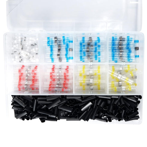 Self-Solder Seal Wire Connectors Kit,Mixed Heat Shrink Tube kit,Waterproof Electrical Wire Terminal Butt for Car Boat Marine Truck(350)...