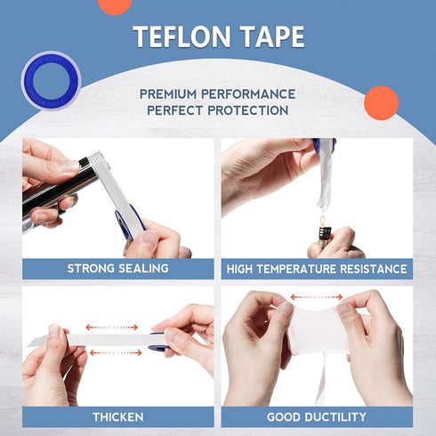 8 Rolls Teflon Tape,Plumbers Tape(1/2 Inch X 520 Inches),PTFE Tape for Sealing Tape,Plumbing Tape,Sealant Tape,Thread Seal Tape for Shower Head,Wa...