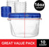 Stock Your Home 16oz Plastic Containers with Twist Top Lids (10 Pack), 2 Cup Freezer Containers with Lids for Leftover Food, Airtight Reusable Sou...