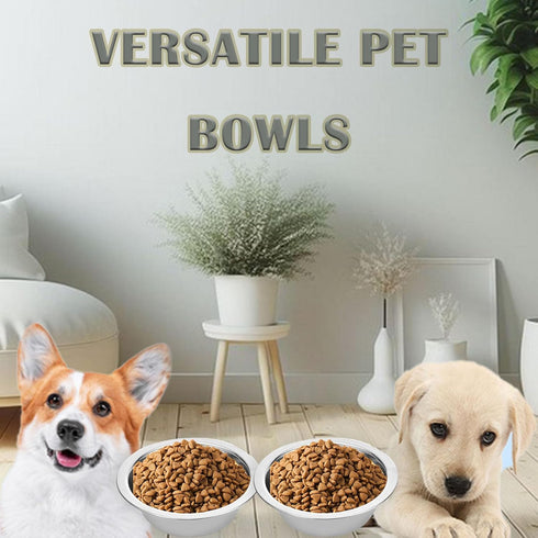 4 Pack Stainless Steel Dog Bowls, 8 Inch Basic Metal Dog Bowls Food and Water Dish for Small Large Dogs, Puppy...