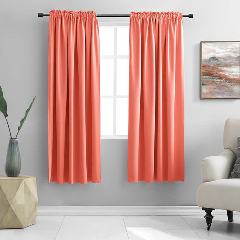 DONREN Coral Blackout Curtain Panels with Rod Pocket - Room Darkening Thermal Insulated Curtains for Bedroom (52 W x 63 L Inch,2 Panels)...