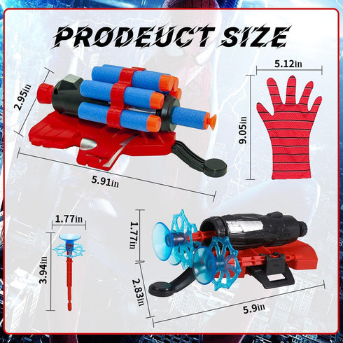 Spider Web Gloves Shooters Costume Toy for Kids Girl Boys, Web Shooter Glove Cosplay Launcher Action Figure with Wrist Toys Birthday Party Decorat...