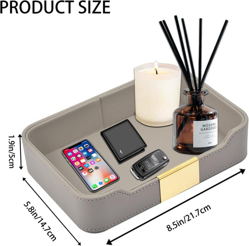 Leather Jewelry Tray Desktop Storage,Luxury Perfume Tray Nightstand Organizer Entryway Decorative Tray,for Jewelry Watch Cosmetics Keys Phone Wall...