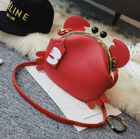 Personalized cartoon style ladies shoulder bag, crab-shaped messenger bag, animal style ladies handbag...