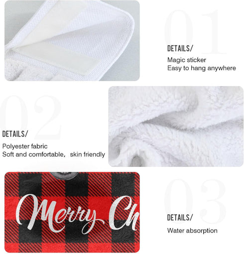 Boccsty Christmas Tree Truck Fingertip Bath Towels 2 Pcs New Year Red Black Plaid Tartan Hanging Kitchen Hand Towel Absorbent?Dish Cloths for Bath...