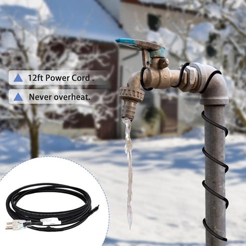 12FT Pipe Heating Cable,Heat Tape for Water Pipe Freeze Protection,120V Pipe Snow Heating De-Icing Cable for Home Supply Pipes...