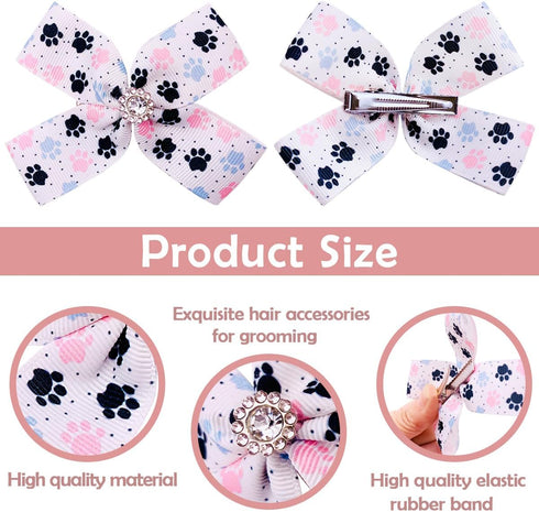 PET SHOW 50Pcs/25Pairs 4" Paw Pattern Big Dog Hair Bows Bulk with Alligator Clips for Medium Large Dogs Puppy Female Bowknot Topknot Girl Boy Pet ...